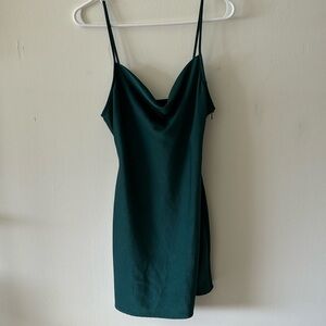 Forever 21 emerald green slip dress with side zip